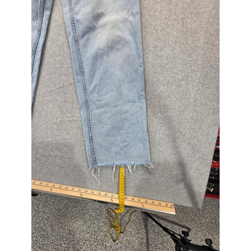 &Denim Wide Leg Ultra High Waist Light Wash Raw Hem Jeans Womens Size 2 - Picture 5 of 15